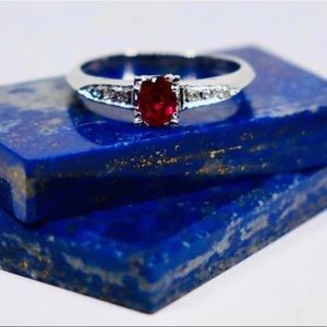 SOLD—Vintage Burmese Ruby and Diamonds Platinum Ring.